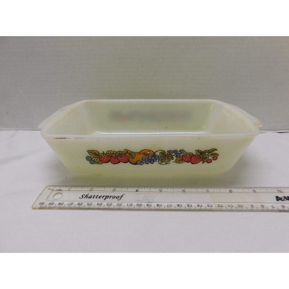 Fire King Harvest Fruit 1 Quart Shallow Loaf Dish
